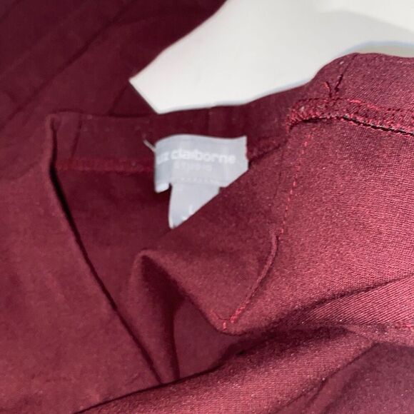 Liz Claiborne Women's Burgundy Straight Leg Mid Rise Pull On Pants Size Large - Picture 9 of 9